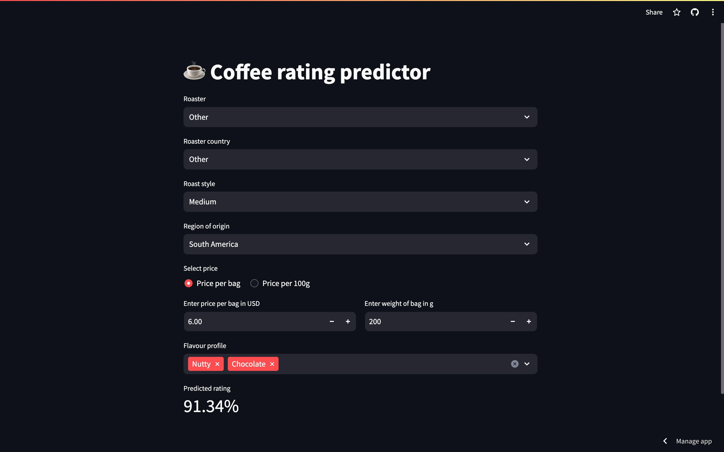 Streamlit app